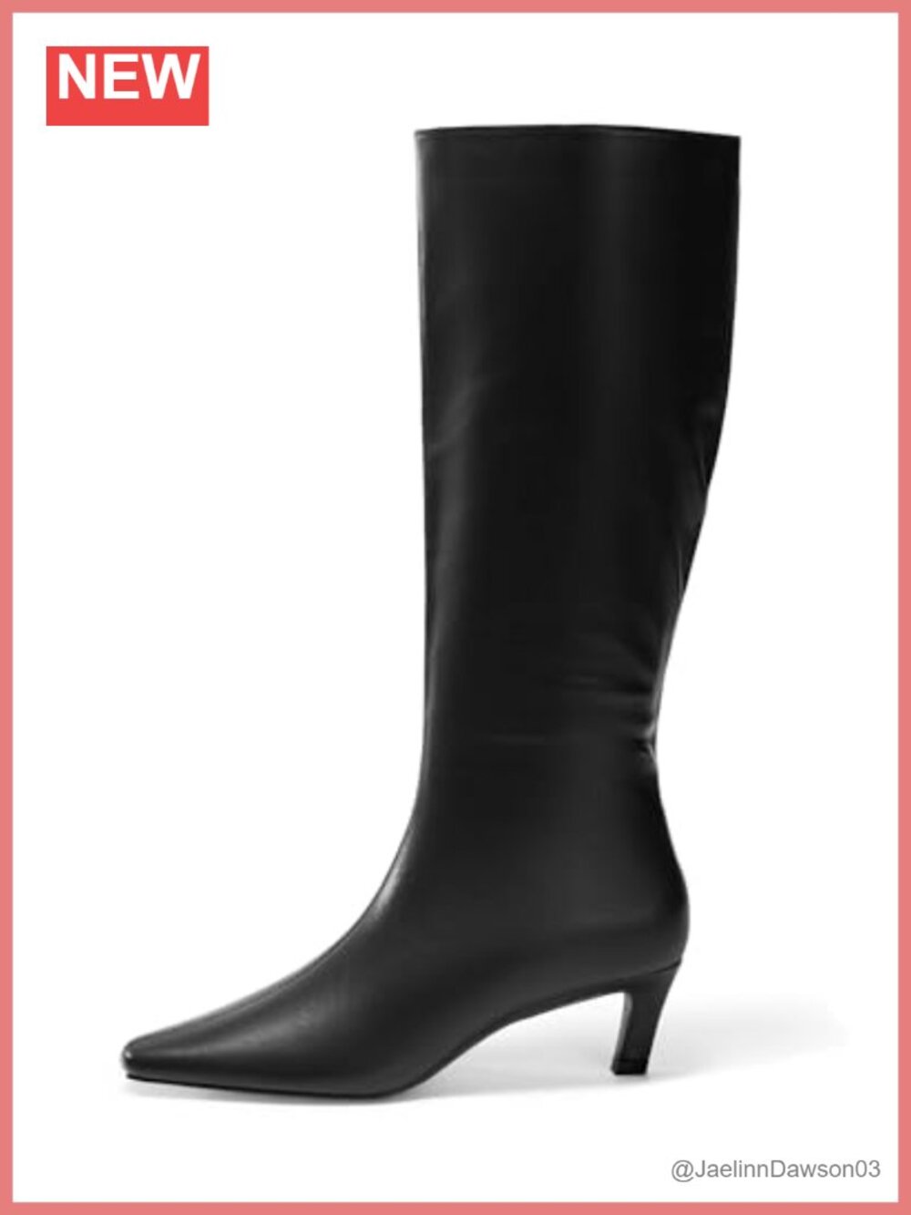 Coutgo Womens Knee High Boots Square Toe Kitten Heel Faux Leather Tall D